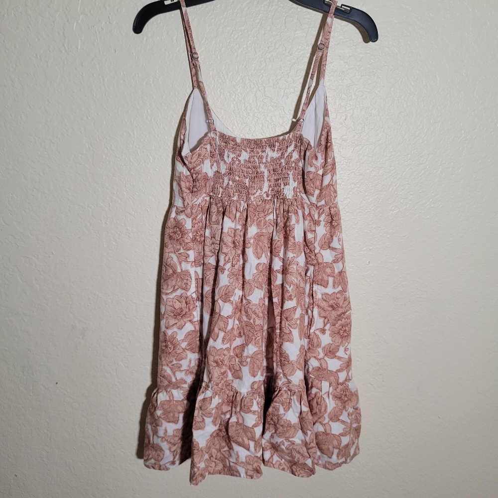 Abercrombie & Fitch | Floral Babydoll Mini Dress XS Linen Blend Bohemian Fairy - Picture 6 of 9